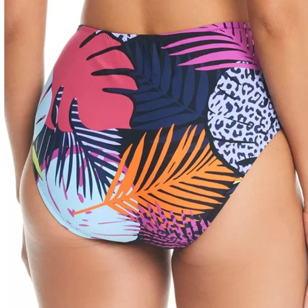 Bar III Palm Prowl High-Waisted Ruched Bikini Bottom